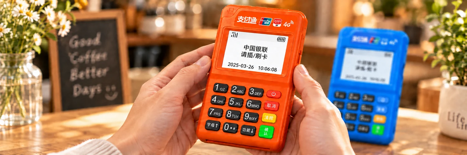 拿起支付通终端,核对机身信息